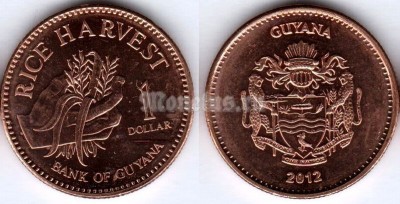 монета Гайана 1 доллар 2012 год