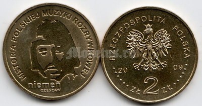 Польша 2 злотых 2009 год история польской музыки