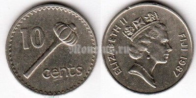 Монета Фиджи 10 центов 1987 год