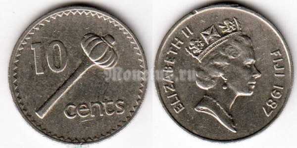 Монета Фиджи 10 центов 1987 год
