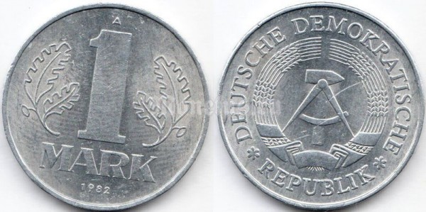 монета ГДР 1 марка 1982 год
