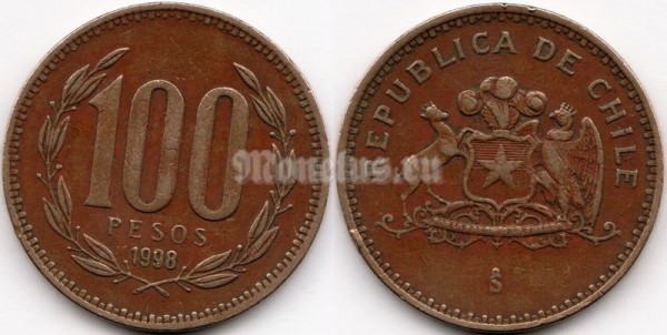 монета Чили 100 песо 1998 год