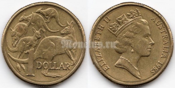 монета Австралия 1 доллар 1985 год Кенгуру