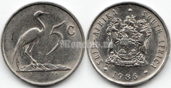 монета Южная Африка 5 центов 1986 год SOUTH-AFRIKA