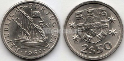 монета Португалия 2.5 эскудо 1969 год