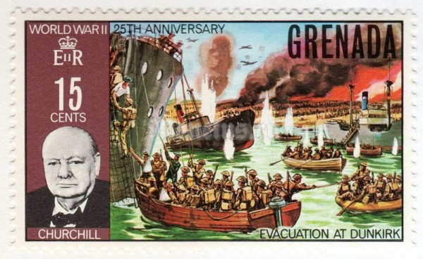 марка Гренада 15 центов "Winston Churchill" 1970 год