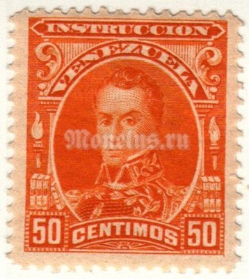 марка Венесуэла 50 сентимо 1904 год Генерал Боливар