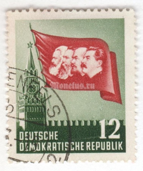 марка ГДР 12 пфенниг "Kremlin" 1953 год Гашение