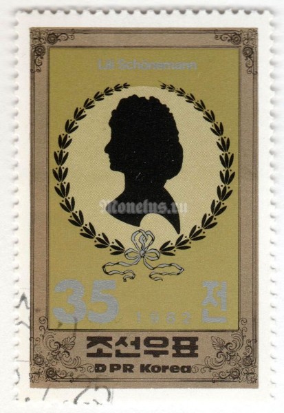 марка Северная Корея 35 чон "Lili Schönemann" 1982 год Гашение