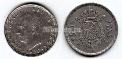 монета Испания 50 песет 1975 год