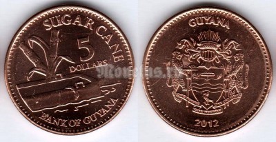 монета Гайана 5 долларов 2012 год