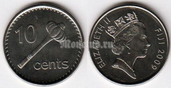 монета Фиджи 10 центов 2009 год