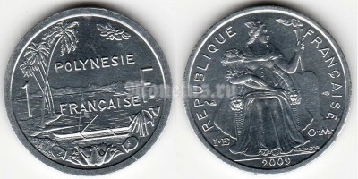 монета Французская Полинезия 1 франк 2009 год