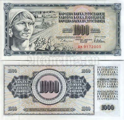 банкнота Югославия 1000 динар 1978 год