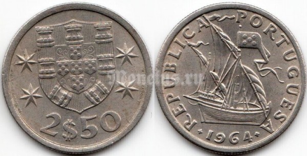 монета Португалия 2.5 эскудо 1964 год